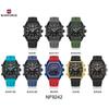 Naviforce Men's Quartz Digital Watch LCD Chronograph Date Luminous Hands 30m Waterproof Silica Strap Sports Outdoor Men's Wristwatch NF9242
