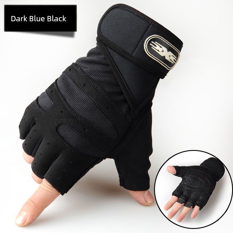 

Outdoor Gym Winter Sports Fingerless Gloves Men Wrist Bracer Black Half Finger M