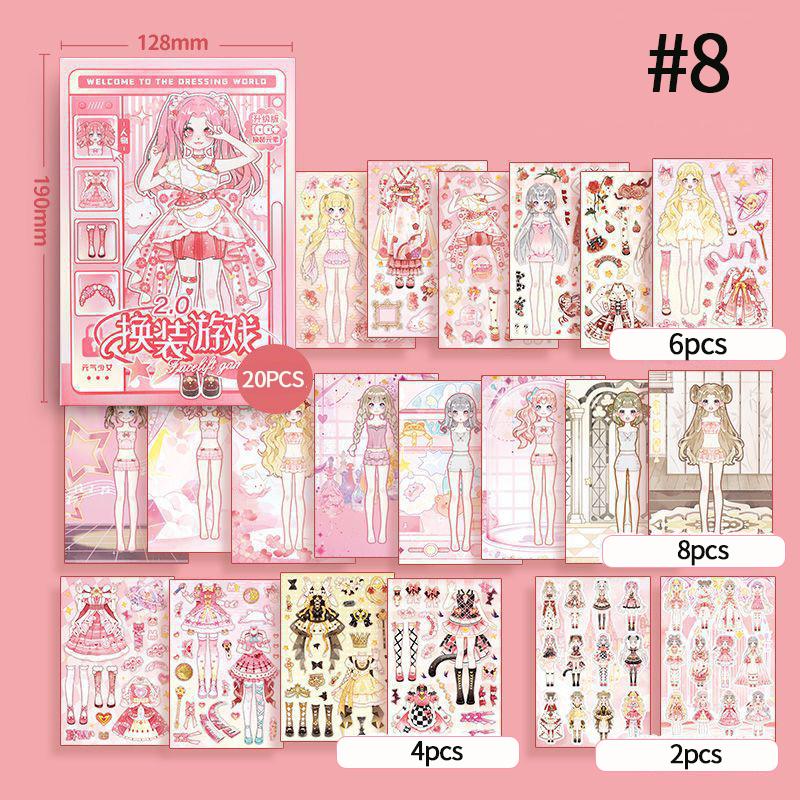Dress Up Sticker Book Princess Makeup Stickers Girl Toy Clothing Matching Cartoon Handmade Diy Book Diary Decorative Gifts