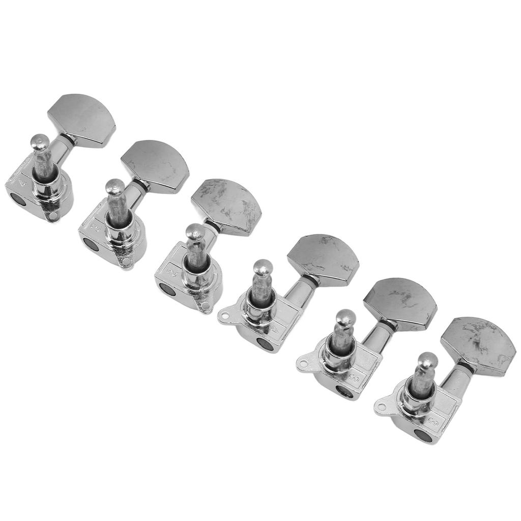Stimmschlüssel für Gitarrensaiten, vollständig geschlossen, quadratischer Kopf, Stimmknöpfe mit Schrauben, Muttern, Unterlegscheiben, Teile, Silber