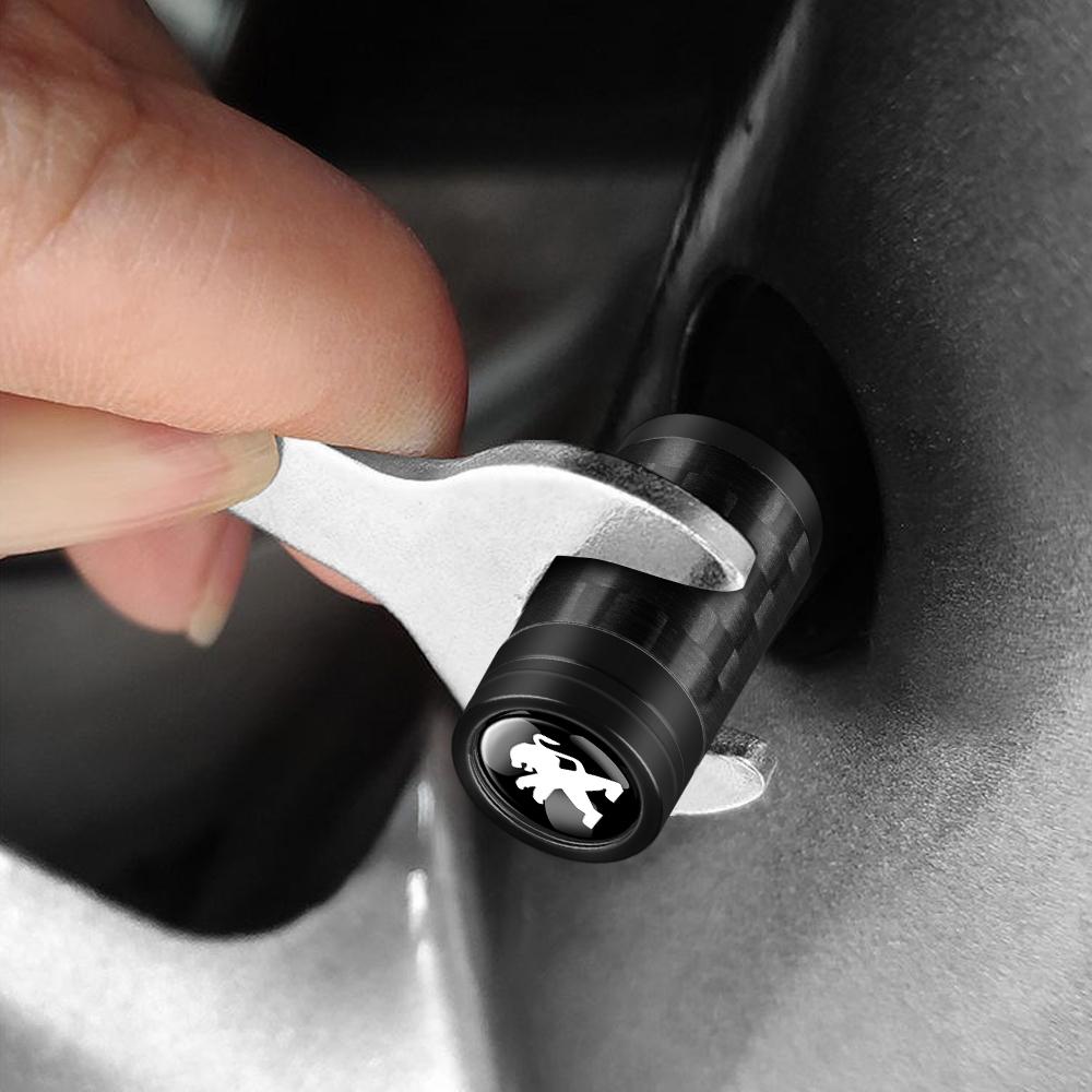 4Pcs Metal Carbon Fiber Car Wheel Valve Stem Dust Cap For Peugeot 206 207 5008 407 408 508 106 107 208 306 307 308 108 2008 3008