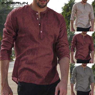 3 Colors Men's Long Sleeve Button Up Mandarin Collar Cotton Shoulder patch. | Men's casual wardrobe, Long sleeve tshirt