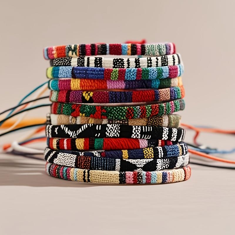 Ručně tkaný náramek, Více vzorů pro snadné vytvoření módní scenérie na zápěstí, Vhodný jako sváteční dárky a dárky pro každý den