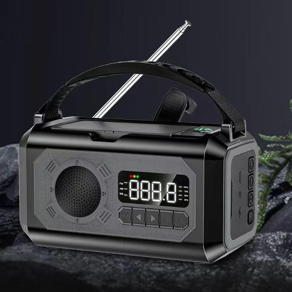 12000mAh Radio SOS Reminds Flashlight Power Bank AM FM WB Solar Hand Crank Radio with Battery Indica