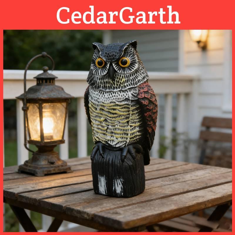 Garden Animal Decoy Owl With Moving Head For Bird And Pest Repellent In Outdoor Space