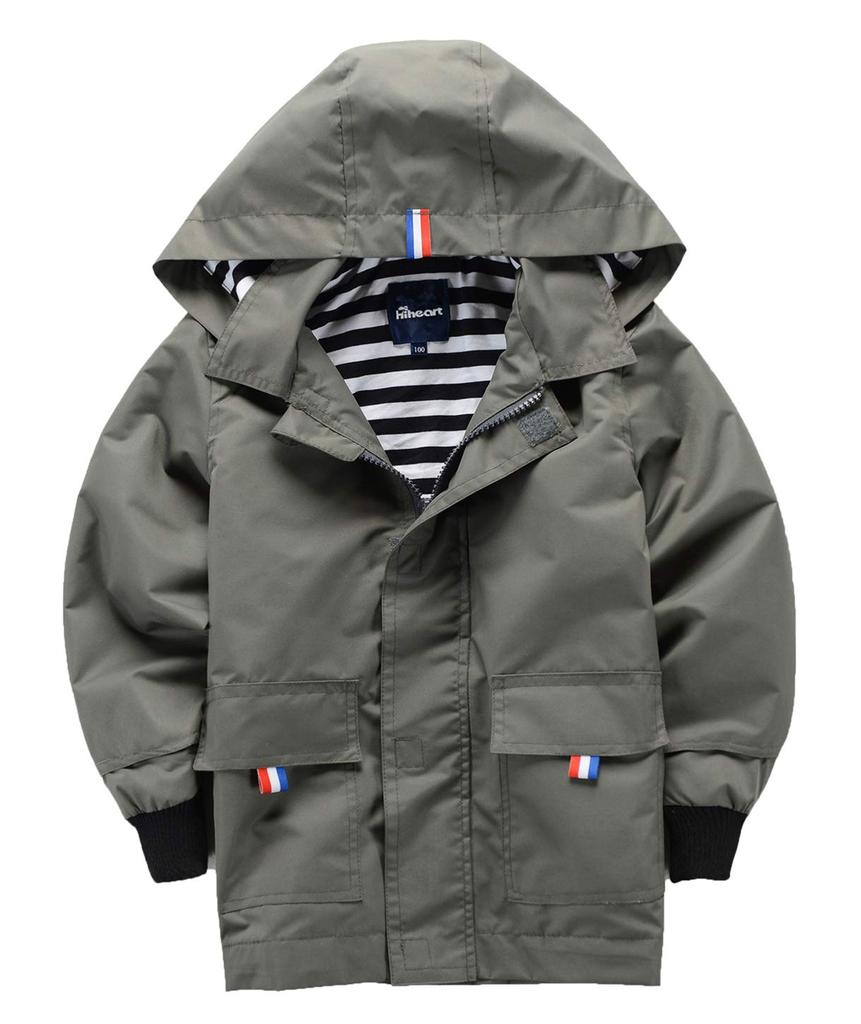 Hiheart Size 110cm Kids' Jacket, Windbreaker, Water-Repellent, Casual, Outdoor, Gray,