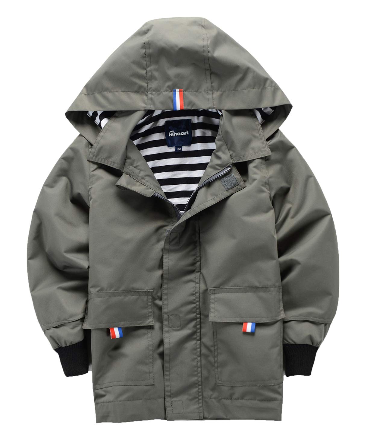 

Hiheart Size 110cm Kids Jacket, Windbreaker, Water-Repellent, Casual, Outdoor, Gray, серый