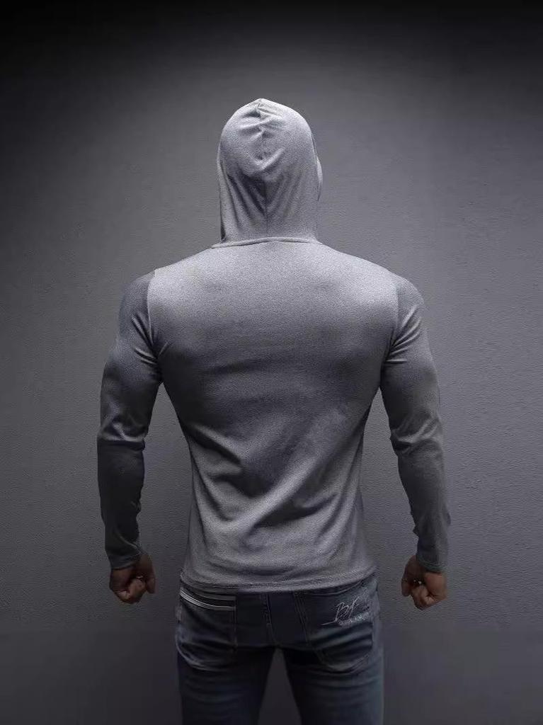 Spring & Autumn Men's Quick-Dry Stretchy Hooded Running Sweatshirt