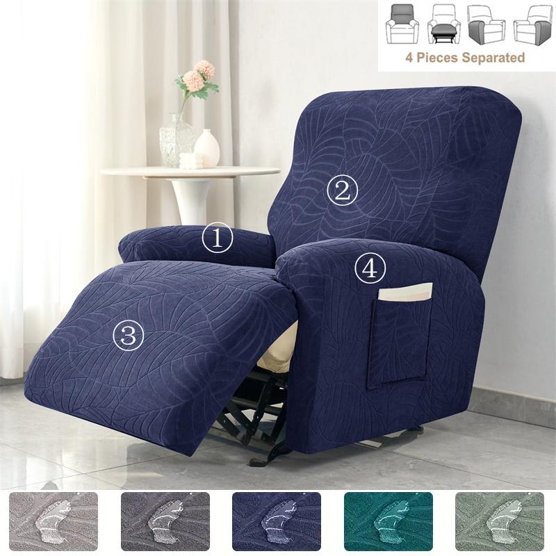 1/2/3 Seater Recliner Sofa Covers Leaves Jacquard Couch Slipcovers Elastic Water Repellent Armchair Covers for Living Room Hotel