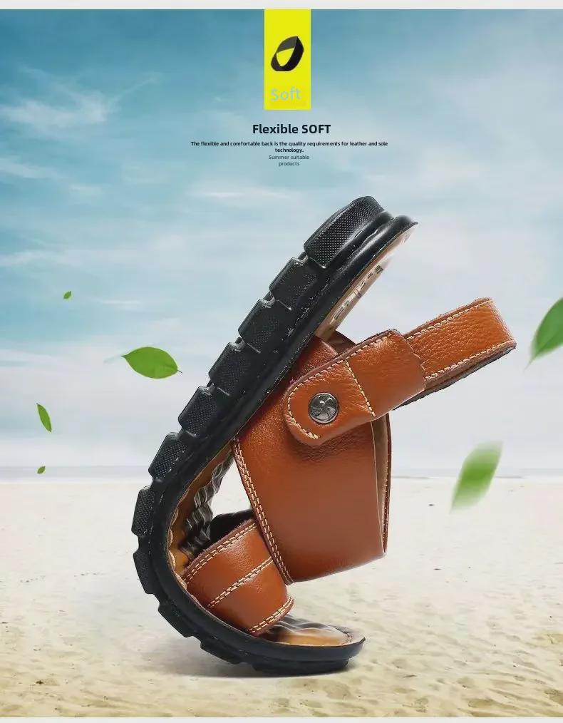 Sandale și papuci din piele de vacă pentru exterior pentru bărbați