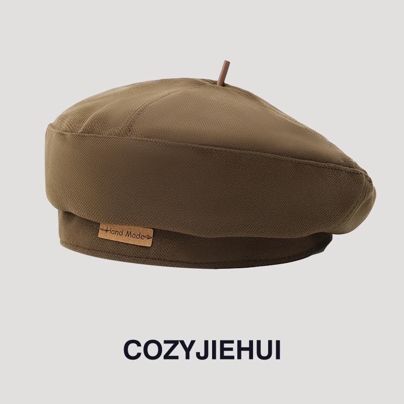 Black Beret Female Autumn and Winter Face Small Painter Hat Sweet Cool Internet Celebrity Big Head Circumference Bud Hat Spring and Autumn Versatile