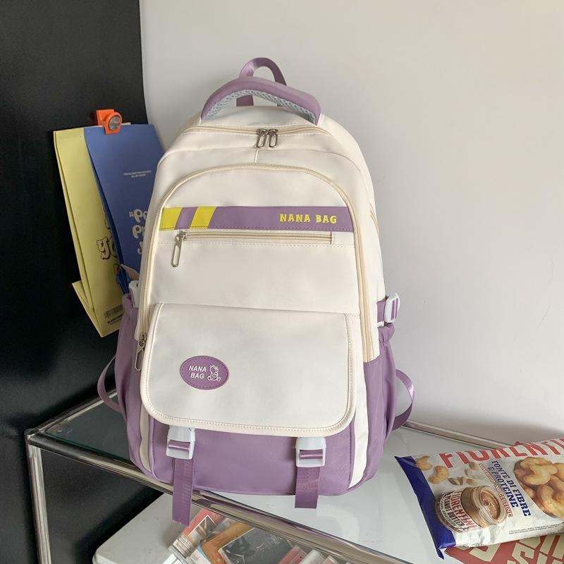 Schoolbag Junior High School Girl Japanese Ins College High School Joker Contrast Minority Design College Student Backpack Backpack