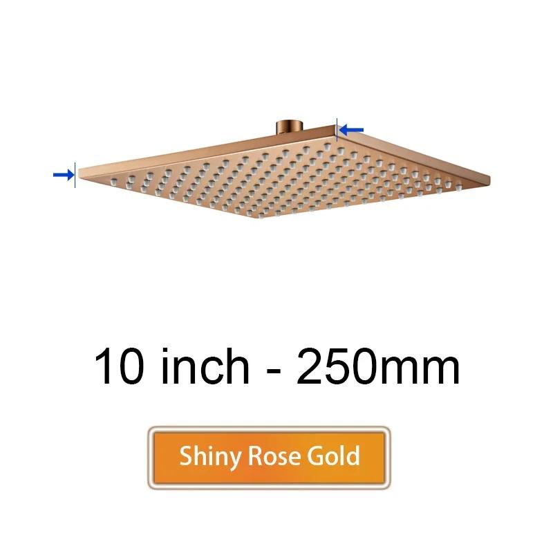 Bathroom Accessories Bath Square Rain Shower Head Quality Brass Shower, Brushed Gold, Rose, Black, Chrome, Brushed Grey