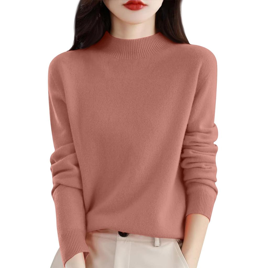 Warmer Wollstrick-Winterpullover für Damen mit Kunstwolle und hohem Kragen