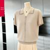 Chic Rhinestone Embellished Short-Sleeve Ice Silk Blouse for Middle-Aged Women - Plus Size Summer Lapel Top