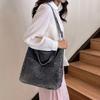 Vintage Denim Shoulder Bag Women's Large Capacity Messenger Bag Multi-pockets Satchel Adjustable Strap Ladies Crossbody Bag AVE