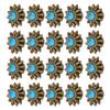 20 Set Daisy Decorative Conchos Buckles Simulation Turquoise Alloy Rivets Vintage Western Metal Screwback Buttons