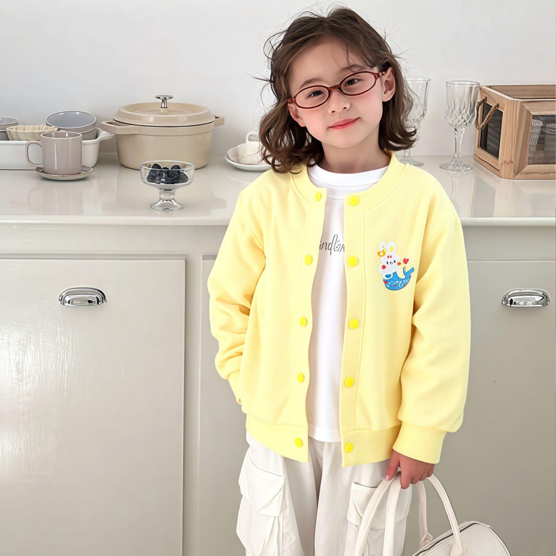 

Верхняя одежда для девочек Весна и Осень Девочки Детская Модная Базовая Повседневная Кофта Кардиган Детская Весенняя Одежда Тонкий Топ 150cm