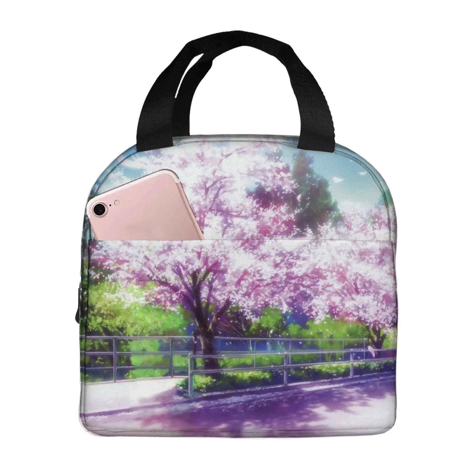 

японская вишня сумка для ланча портативная алюминиевая фольга утолщенная термоизоляция сумка для ланча водонепроницаемые сумки для ланча дамская сумочка 22x20x13CM серебряный