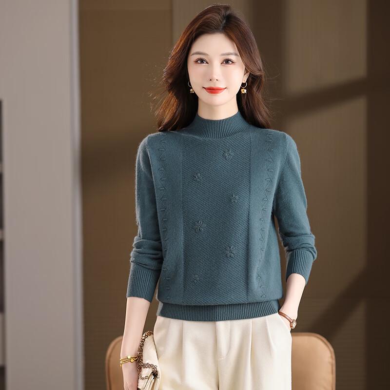 

YILITON Women s Autumn/Winter Semi-High Collar Knit Sweater M