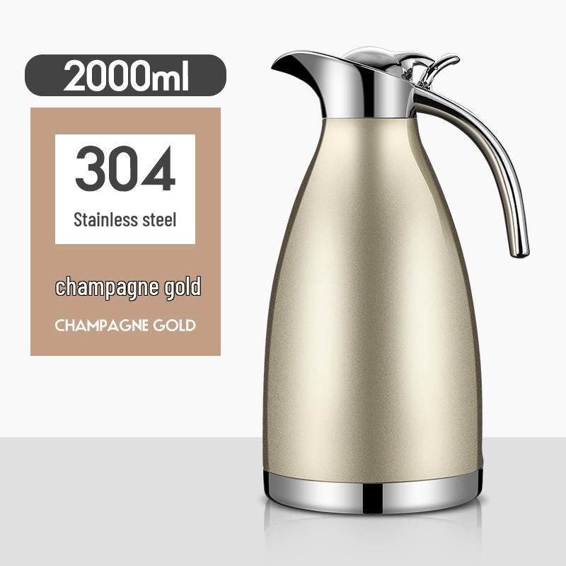 2L European-Style Insulated Vacuum Coffee Pot, 304 Stainless Steel - Keeps Drinks Hot or Cold