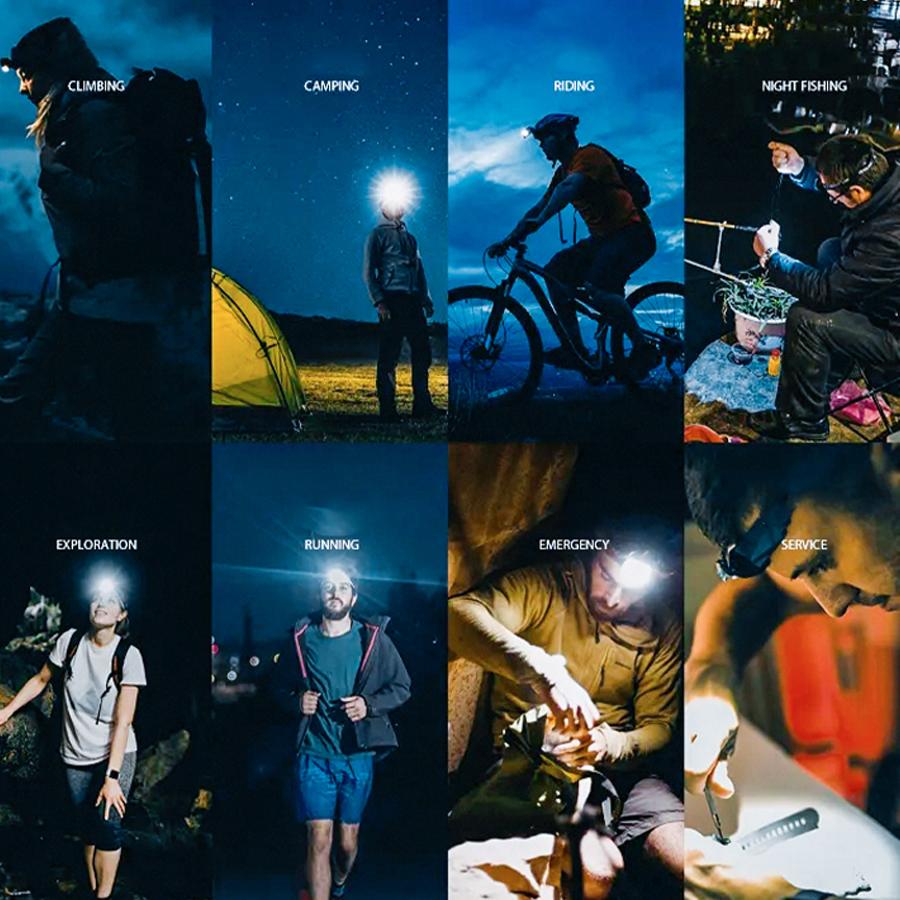 Powerful 3LED Motion Sensor Headlamp Rechargeable Head Flashlight Built In Battery Outdoor Portable Camping Fishing Headlight