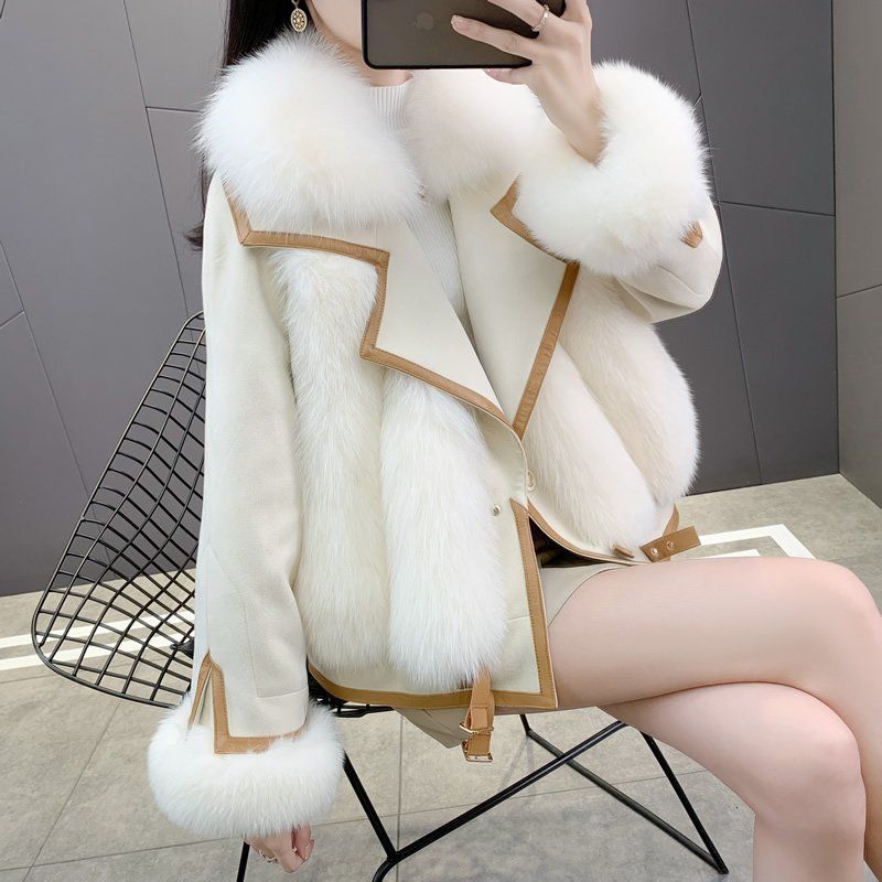 Fur Imitation Fox Hair Short Down Cotton Clothes Women's Winter New Fashion Casual Coat