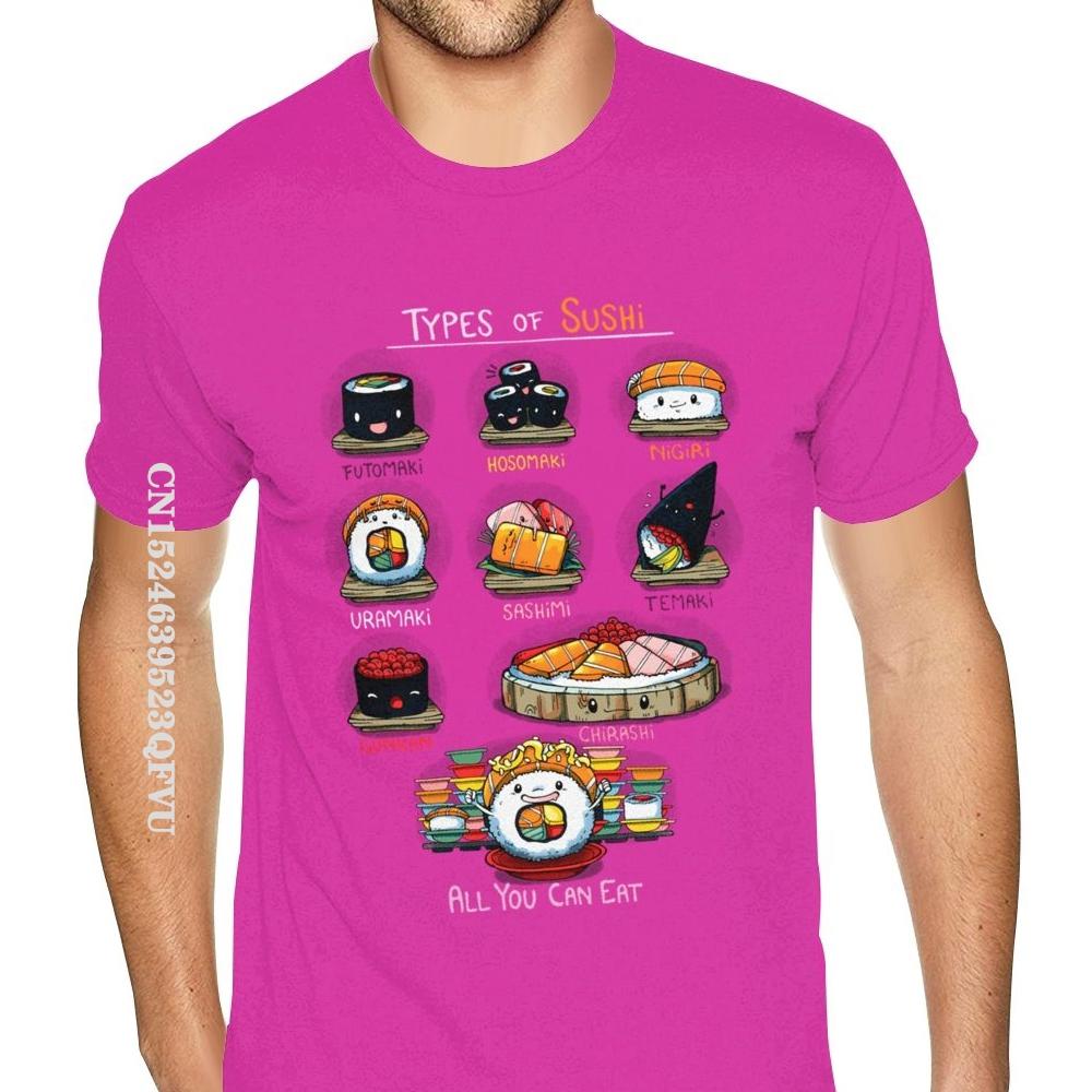 Cheap Graphic Types Of Sushi Tees Shirts Men's Make Your Own Gothic Style Anime Tshirt Retro Cotton O Neck Shirt