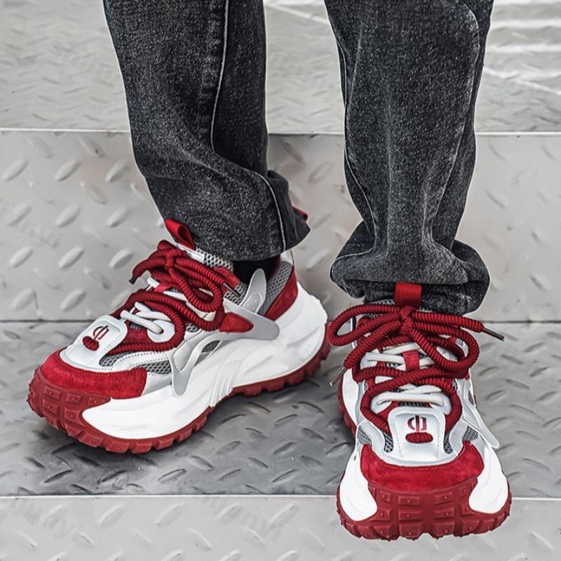Fashion Men's Mesh Breathable Low Top Thick Soled Casual Shoes 2025 Autumn Fashion Trend Versatile Comfortable Non Slip Chunky sneakers