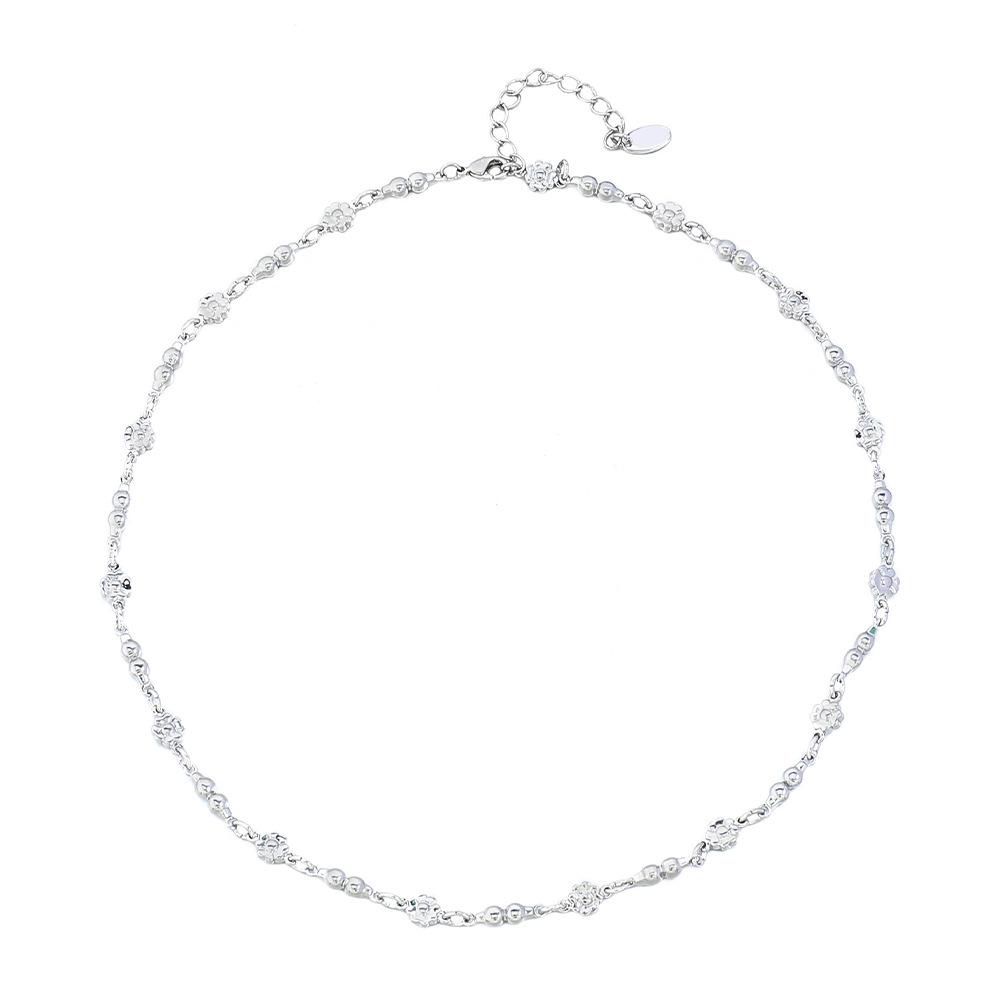 GEMCHIC Women s Silver Plated Flower Chain Necklace Minimalist Geometric Collarbone Jewelry
