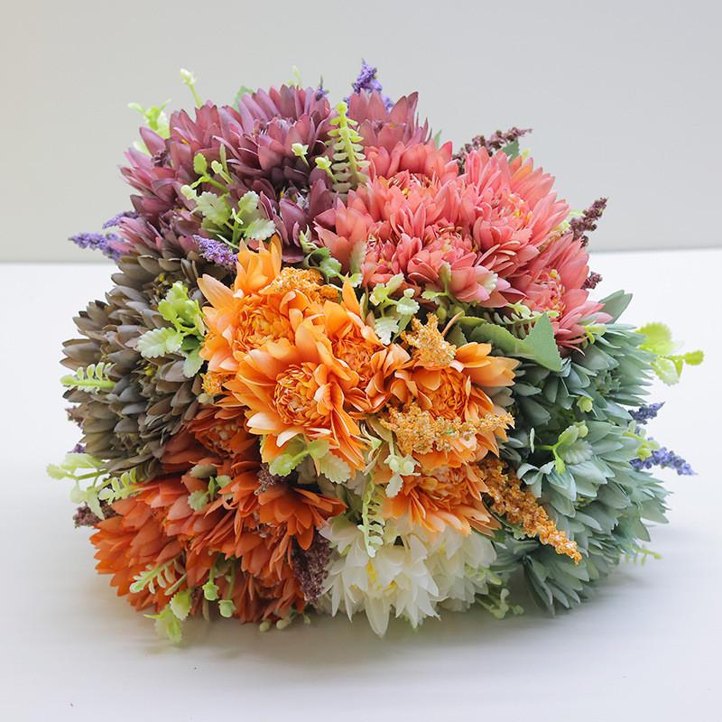 Chinensis Silk Callistephus Floral Bundle For Home Decor Wedding Styling Venue