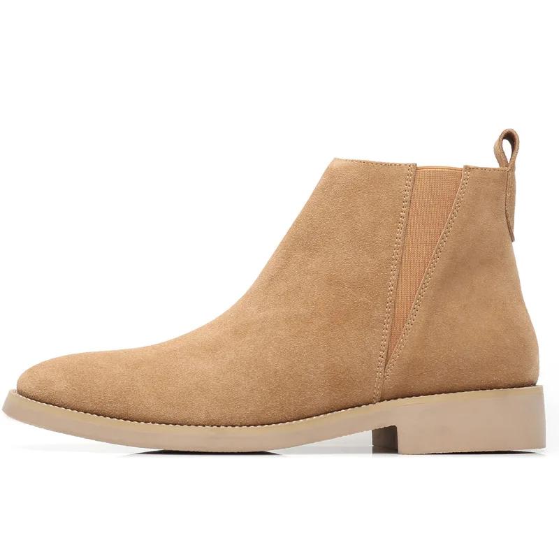 

Модные мужские ботинки челси с острым носком, удобные, на молнии, мужские туфли без застежек, недорогие, 2024, новые мужские замшевые туфли Zapatos Hombre Casual 37 верблюд