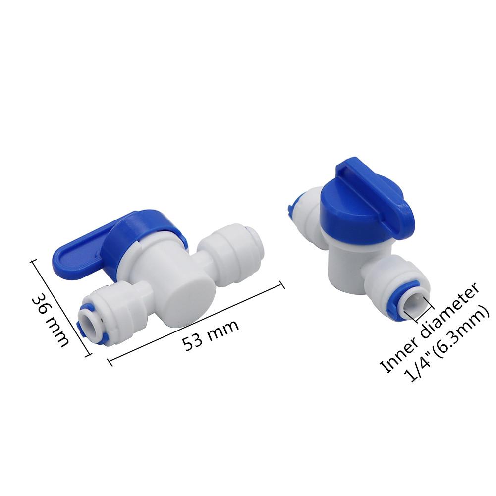 RO Gerade 1/4" Außendurchmesser Schlauch Schnellverbindung Rohrkontrollfittings Kunststoff Wasserkugelhahn Umkehrosmose Aquarium Fittings