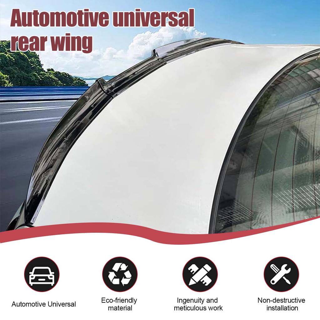 3-Piece Universal Car Rear Trunk Spoiler Wing Kit, DIY PU Soft Plastic Rubber Lip Wing, for Auto Body Styling & Stability