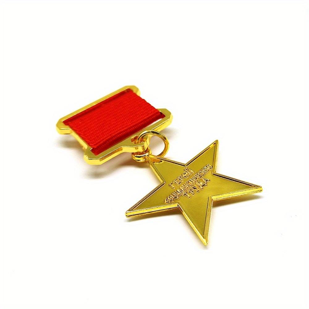 2pcs/set Copy Venus Country Micro Wallet Socialist Labor Hero Medal Golden Star World War II USSR Five-star Alloy CCCP Badge