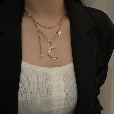 Star Moon Necklace Charm Beautiful Girl Titanium Steel Necklace Fashion Clavicle Chain Necklace