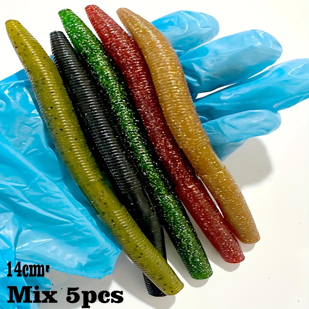 Appât Ver Long Grand Ver Appât Faux Appât Appât Plastique Souple Pour Montages Wacky Pêche en Eau Douce