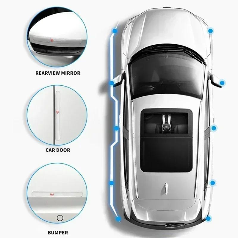 CEV5 4pc Car Door Handle Bowl Edge Protection Guards Buffer Trim Scratch Protective Stickers For Mercedes Benz W211 W204 W210 CLA GLA