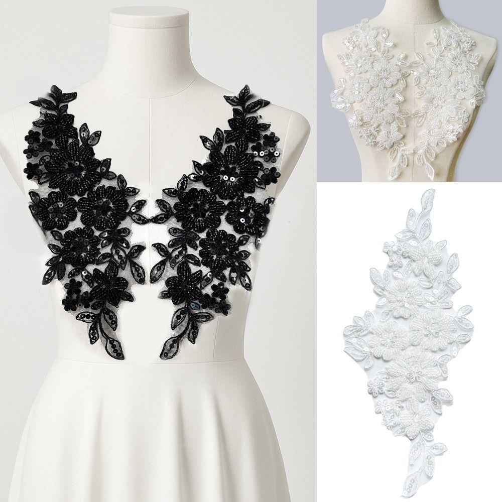 1 Pair Knitting Floral Flower Clothing Patch Clothing Appliqué  Clothing Decoration