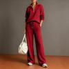 Women's Casual Half Zip Pullover Sweater and Wide Leg Pants Two Piece Set Lightweight Knit Loungewear Tracksuit for Everyday Wear