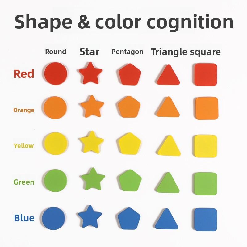 Wooden Montessori Shape Sorting Blocks With Color Recognition For Early Learning