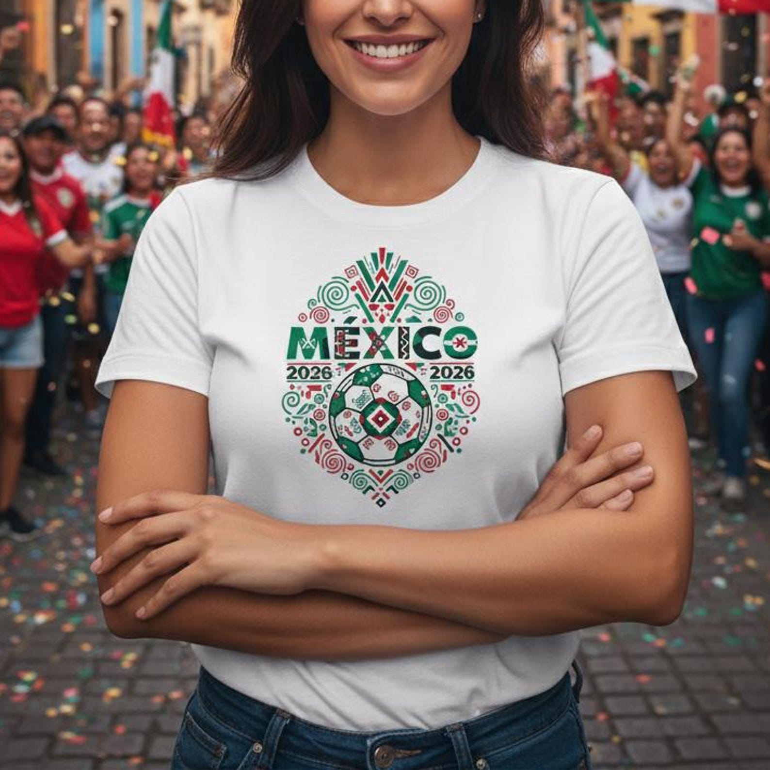 Mexico World Cup 2026 Soccer T-Shirt | Aztec Pattern Football Graphic Tee Unisex 4XL