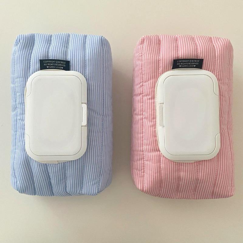 Portable Pull Out Wet Tissue Case High Quality Striped Quilted Wet Wipe Pouch Multipurpose Car Tissue Box Living Room Organizer