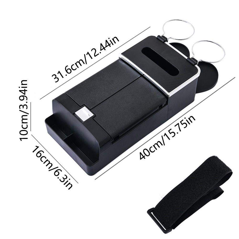 Wear Resistant Car Armrest Storage Box with Cup Holder Tissue Box Car Elbow Support Pad Non-slip Easy To Install