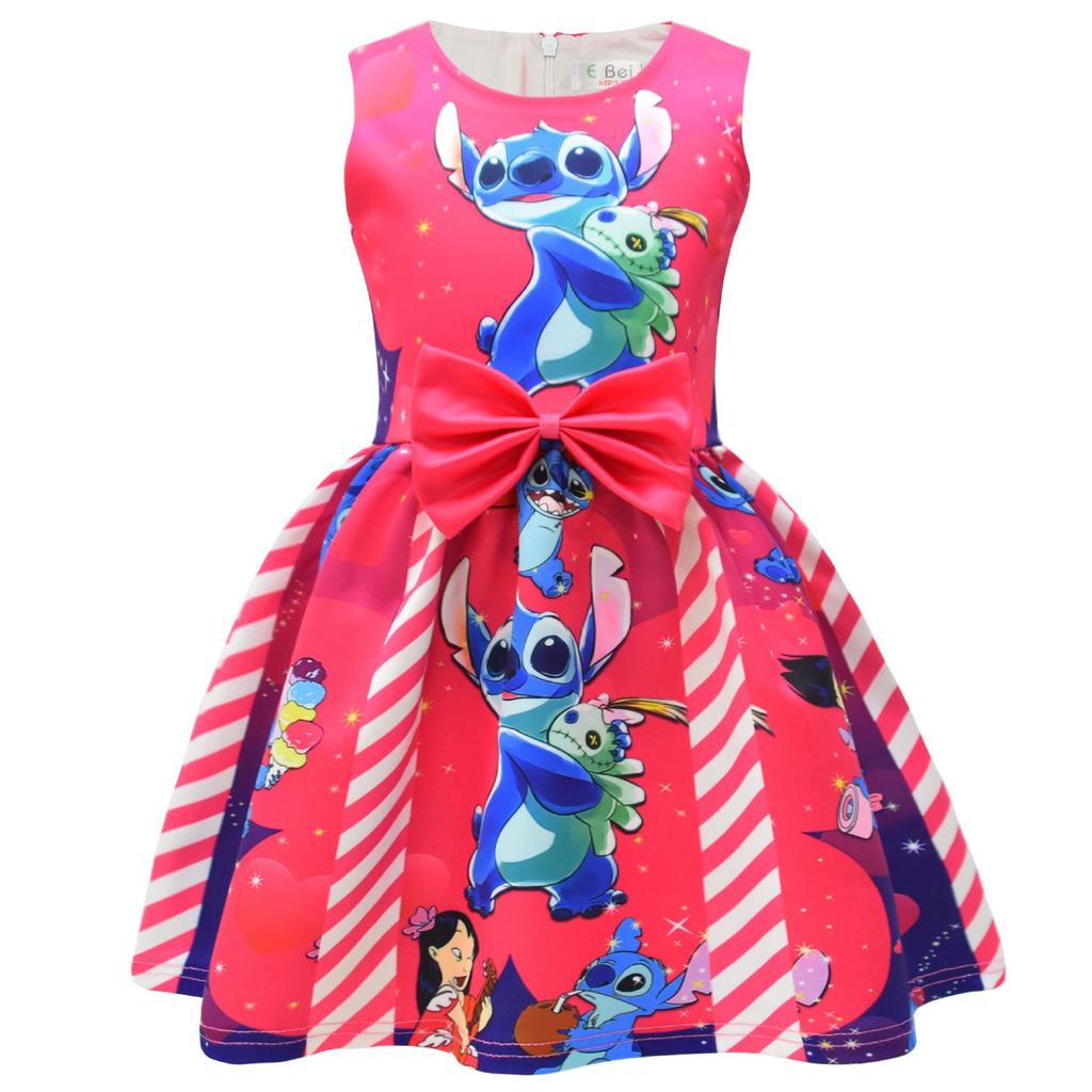 New Summer Products, Interstellar Baby Stitch Girl Dress Dress, Medium Older Children'S Bow Princess Dress