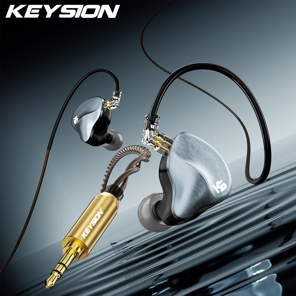 KEYSION In Ear HiFi Headphones 1DD+1 Knowles BA Hybrid Drive IEM Wired Earphones With Detachable 0.78mm 2pin 3.5mm OFC Sliver-Plated Cable