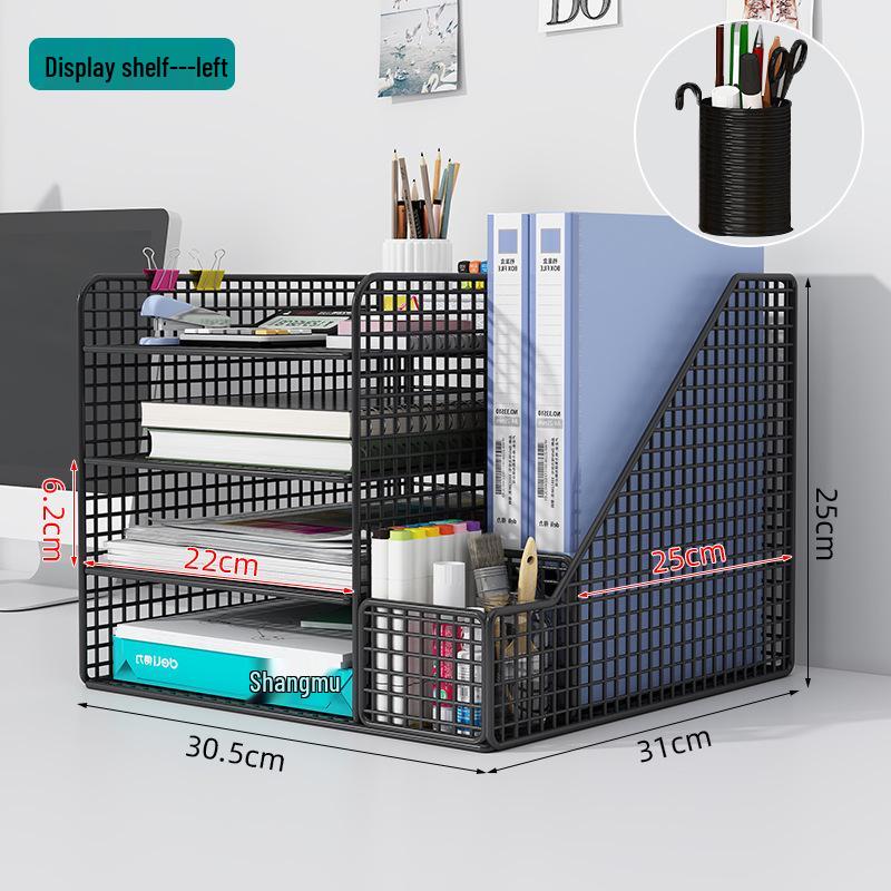 Multilayer Desktop Organizer: File Storage Rack & Office Supplies Set