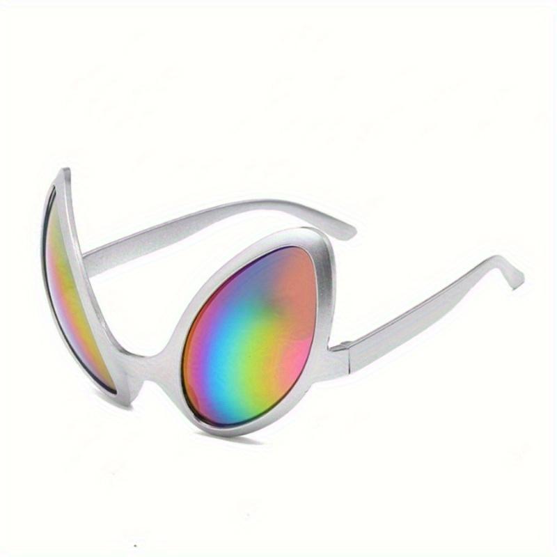 Alien-Themed Rainbow Fashion Glasses with Green Glitter Antennas - Fun Party Accessory for New Year's, Halloween, and Themed Events