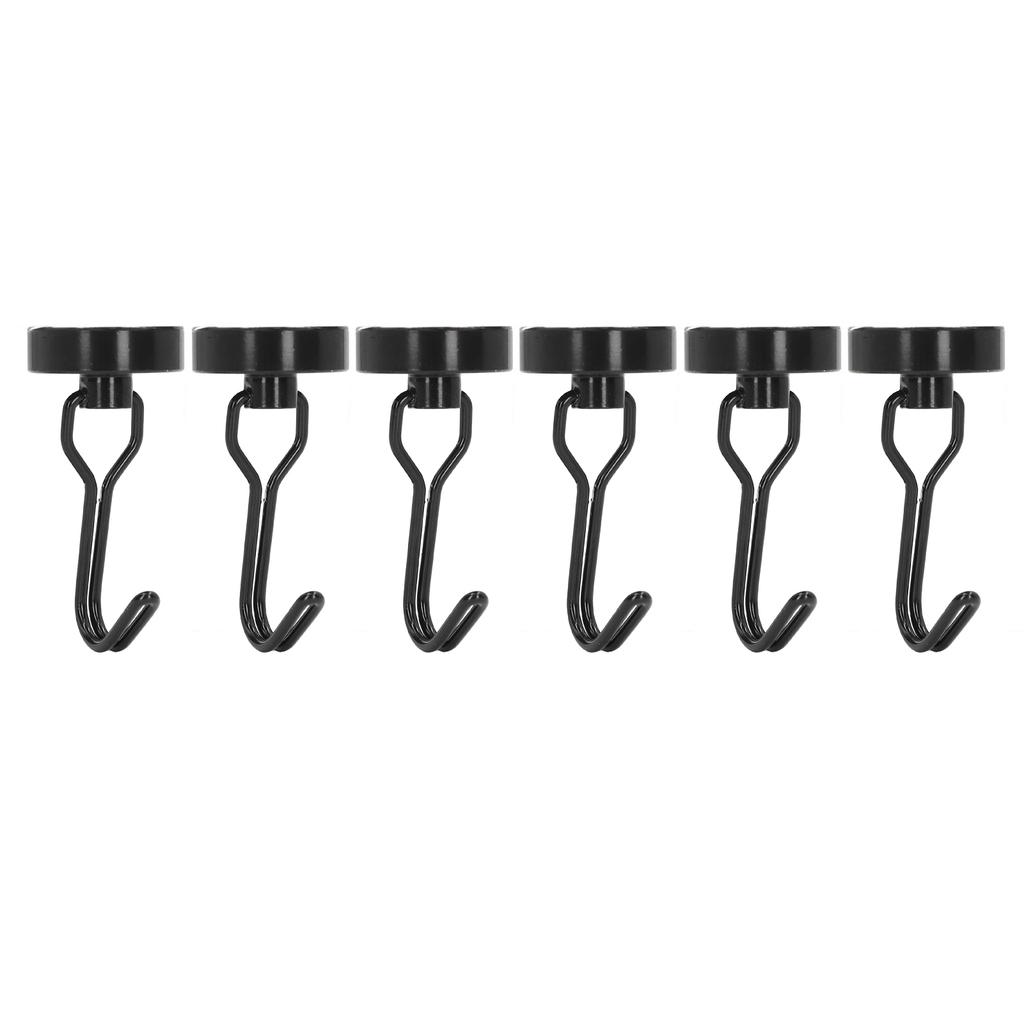 6Pcs Swing Magnetic Hook Set No Drilling Need Decorative Beautiful Looking 180 Degrees Rotating Hooks 0‑15kg Black
