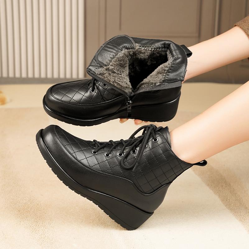 Fashion AIYUQI Snow Boots Women Wedge 2025 New Genuine Leather Winter Boots Women Large Size Non-slip Natural Wool Mom Ankle Boots Women